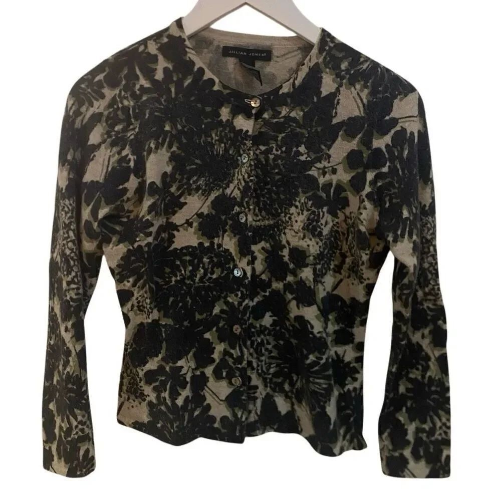 Jillian Jones cardigan, leopard wool rabbit, hair, and Gora blend tan black butt